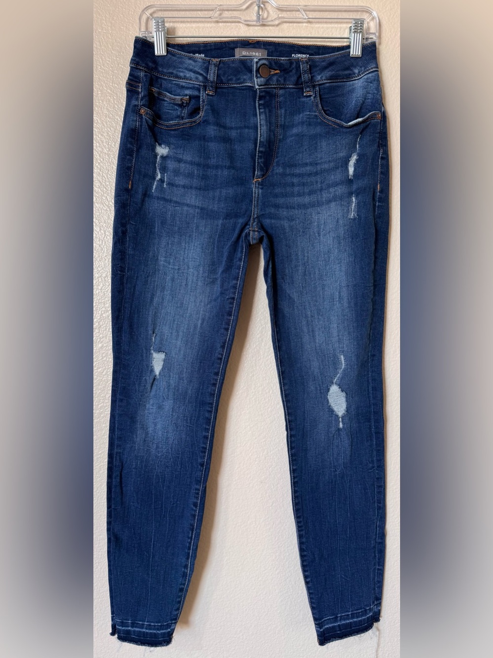 DL1961 Florence Instasculpt Mid Rise Skinny Jeans Distressed 29